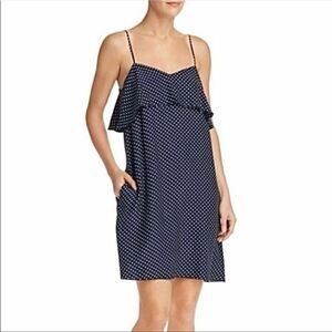 ATM Women's Blue Polka Dot Midi Slip Dress Size L Chic Casual